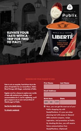 win a trip to italy with Liberte Yogurt